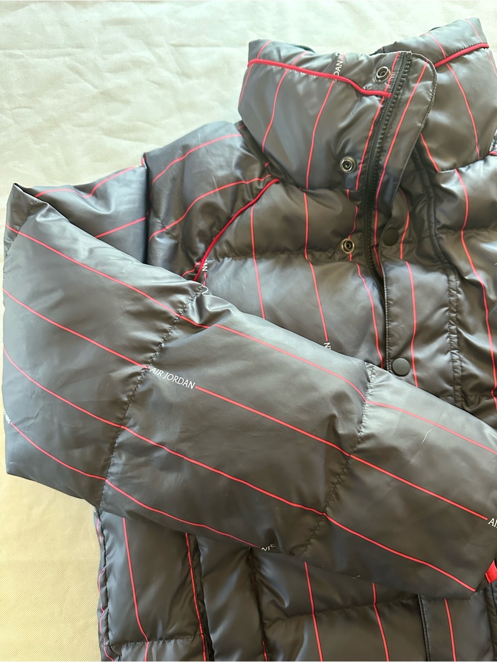 Dope! Jordan Black Puffer Jacket with Red Pinstripe Accents, rare one off! - Picture 7 of 9